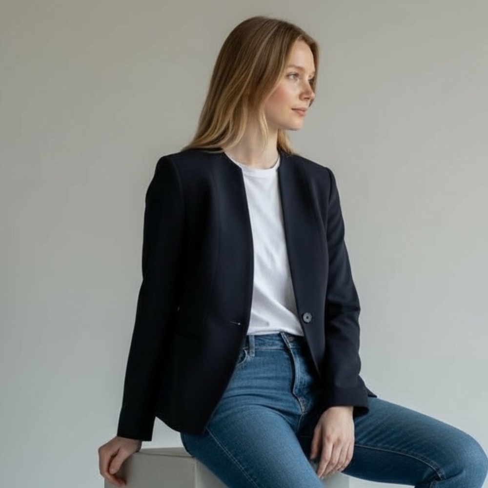 Lafayette 148 New York Black Tailored Blazer